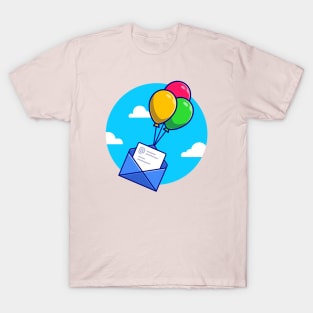 Envelope And Paper Flying With Balloons T-Shirt